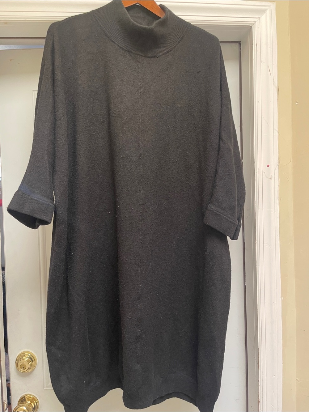 Anthropologie Classic Black Turtleneck Knit Midi Dress